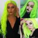 13x2.5 Fluorescent Green Lace Front Wig for Women - Naturally Wavy Heat-Resistant Synthetic Hair (Neon Green 66cm) - Buy Online on GoSupps.com