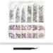 Rhinestones Nail Gems Nail Art Accessories with Pick Up and Rhinestone Picker Dotting Pen Flat Back Gems for Nails Face Clothes Craft