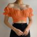 TUNUSKAT Women's Off-Shoulder Cross Short Sleeve Blouse - Orange | Summer Trendy Crop Top - Buy Online on GoSupps.com