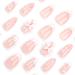 Medium Almond Press on Nails - White French Tips & 3D Flower Bow Charms | Cute Reusable Pink Acrylic Nails | 24pcs - Perfect for Elegant Looks - Buy Online on GoSupps.com