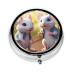 Mother and Child Rats Portable Metal Pill Box Round Mini 3-Compartment Plastic Insert hinged Fastening Design Suitable for Small Pills Must-Have for Travel
