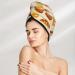 Fast Food Beige -Microfiber Hair Towel Super Absorbent Quick Dry Hair Turbans for Wet Hair Drying Hair Bonnet Cap for Curly Long Thick Hair Hair Towel Wrap with Button for Women Girls Kids