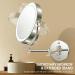 Wall Mounted Lighted Makeup Mirror | Rechargeable 1x/10x Magnifying Mirror | 3 Colors LED | Touch Dimmable | 360 Rotation | Foldable Vanity Mirror - Buy Online on GoSupps.com