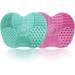 2 packs make-up brush cleaning mat silicone makeup brush cleaner cleaning pad and scrubber with suction cup portable wash tool (pink & green) pink and green