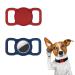 2pcs Airtag Dog Collar Holder Waterproof Silicone Case for GPS Tracker Scratch-Resistant Protective Airtag Case Air Tag Holder for Dogs Cats Pet Collars (Red+Blue)