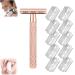 Solys Razor Solys Smoothshave Razor Double Edge Safety Razor Reusable Metal Razor Double Edge Razors for Men Razors for Women Rose Gold Safety Razor for Women and Men(Rose Gold) 1 Count (Pack of 1) Rose Gold