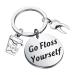POTIY Funny Dentist Dental Hygienist Gift Dentist Jewerly Go Floss Yourself Keychain Dental Keychain