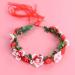 Minkissy Red Bridal Hair Wreath - Women & Girls Flower Headband with Green Leaves | Wedding Party Crown - Buy Online on GoSupps.com