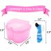 Denture Bath Case Denture Soaking Cup with Brush Denture Holder Case Retainer Cleaning Case False Teeth Storage Box for Travel and Daily Use Light Pink - Buy Online on GoSupps.com