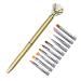 RHAIYAN Detachable Nail Brush Pen 10 In 1 Replace Head Diamond Cuticle Flower Drawing Painting Liner Design Pen Manicure Bloom Brush Specific (Color : Golden)