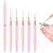 Nail Art Liner Brushes 5Pcs 4/8/12/20/25mm Painting Nail Art Brush Set Nail Dotting Drawing Tool Nail Art Design Brush Detail Brush for Long Lines Thin Details Fine Drawing Pink