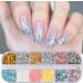 12 Grid Nail Art Foil Flakes & Glitter - Holographic Gold Silver Confetti for DIY Decoration - Buy Online on GoSupps.com