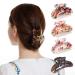 Hair Claw Clips Set for Women Girls Medium Tortoise Shell Double Grip Teeth Clamps Strong Jaw Cute Floral Print Nonslip Acrylic Banana Design Thick / Thin Hair Hold Clutches Accessories 3.5 Twinfree - 4 Pack