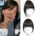 Clip in Bangs 100% Real Human Hair Extensions Clip on Wispy Bangs for Women Fringe with Temples Hairpieces Natural Black Color Wispy Bangs Natural Black
