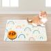 Solday pet food mat for dogs and cats 50 x 30 cm rainbow pattern bowl pad silicone animal feed mat waterproof and non-slip pet feed mat (ivory)