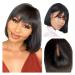 uolova Short Straight Bob Human Hair Wigs with Bangs for Black Women Glueless Wigs 180 Density Realistic Look 2x1 HD Lace Front Wigs 100% Brazilian Human Hair Wig Natural Black 10 inch 10 Inch black