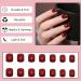 24Pcs Short Square Glossy Purplish Red Press on Nails with Glue - French Tips Fake Nails for Women - Nail Art Accessories - Buy Online on GoSupps.com