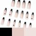 MISUD Long Press On Coffin Fake Nails - 24PCS Glossy French Tip Rhinestone Acrylic Nails for Women - Buy Online on GoSupps.com