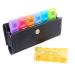 Weekly Pill Organizer Box Case Travel Medication Reminder Daily AM PM Day Night 7 Open Lid Compartments in Leather Carrying Case