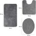 Jianyana 3-Part Bathroom Carpet Set - Slip-Resistant Microfiber Shaggy Mats & Toilet Seat Cover - Soft Gray - Buy Online on GoSupps.com