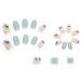 24 Pieces Short Almond Fake Nails | French Green Flower Acrylic Press-On Nails | 12 Sizes for Women & Girls | Perfect for Parties & DIY - Buy Online on GoSupps.com