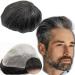 Real hair toupet for men yanahair smooth hair 0.04-0.06mm V-Loop PU super thin skin hair system yanaair European real hair parts toupet real hair wig man (10x8 " #1b40 black and gray)