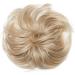 Large Wavy Updo Messy Bun Hair Extension with Elastic Band - 80G Synthetic Chignon Ponytail Hairpiece for Women in Dark Blonde & Bleach Blonde - Buy Online on GoSupps.com