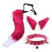 Faux Cat Ear Tail Set - Fake Cat Ear Tail Set | Faux Cat Ears Hair Clip Furry Wolf Long Tail Costume Halloween Party Cosplay Set Pink