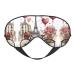 SSIMOO Love Paris Tower Coffee Wine Perfume Bicycle Heart Soft Sleep Eye Mask Female Breathable Eye Patch Perfect for Travel and Relaxation Black