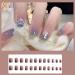 24-Piece Blue Gradient French Press-On Nails with Snowflake Design | Short Angular Artificial Fingernails for Women & Girls - Buy Online on GoSupps.com