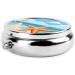 Seashells Sand Round Pill Box - 3 Compartment Portable Travel Medicine Organizer | Mini Decorative Pocket Purse for Vitamins & Tablets - Buy Online on GoSupps.com