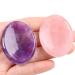 GIEEU Healing Crystals Stones 2PCS Thumb Worry Stones for Anxiety Stress Relief Meditation Pink Crystal Amethyst Stone