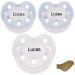 BabyNova pacifier with name anatomical latex size 2 (pack of 3) (2x light blue + 1x white)