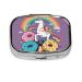 Unicorns Doughnut Rainbow Printing 2 Compartment Small Pill Case Cute Small Pill Box Purse Pill Boxs Travel Pill Organizer for Pocket Purse and Travel Gifts
