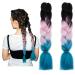 Traziewell Crochet Hair Extensions for Braiding Ombre Braids High Temperature Synthetic Hair Extension for Crochet Twist Black to Pink to Lake Blue 2105 FH002105 L