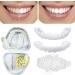 Giural Temporary Dentures 2 Pair of Cosmetic Dentistry Snap on Instant Perfect Smile Comfort Fit Flex Teeth Veneers Teeth Cosmetic Stickers with Toothbrush One Size Fits All