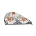 Hair Towel Wrap Hair Drying Towel with Button Towel Turban Head Towel to Dry Hair Quickly (Tropical Leaves)