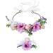 IYOU Flower Crowns Wreath Purple Daisy Floral Headband Wrist Band Wedding Party Festival Photos Headpiece for Women and Girls