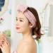 Zocone Makeup Hair Bands - 3pcs Bowknot Headbands | Coral Fleece Spa & Facial Cleaning Set (White Pink Blue) - Buy Online on GoSupps.com