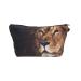 Hanessa cosmetics pocket base bag pencil bag zipper make-up bag zip all over full print cosmetic bag brown lion robber king of animals SB128