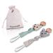 Paperkiddo 2pcs pacifier chain pacifier band girl and boy from Bauhmwoll-Musselin with nickel-free metal clips 22cm for bib triangular sucker scnuller (bear + hare)