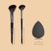 SIXPLUS 3 Pc Black Makeup Brush Set - Bronzer Blush Highlighter & Blender Sponge for Powder Cream & Liquid - International Shipping Available - Buy Online on GoSupps.com