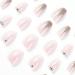 24Pcs Short Coffin French False Press On Nails with Rhinestones Gradient - Nude Pink Stick on Nails for Women - Removable Glue-on Acrylic Fake Nails - Buy Online on GoSupps.com