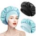 AliLeader Hair Bonnet for Sleeping 2Pcs Silk Bonnet Sleep Cap for Curly Hair Soft Silk Hair Wrap for Sleeping Elastic Band Satin Bonnet for Women Bonnets for Black Hair (Black+Light Green)