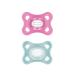 MAM Comfort Schnuller in the 2 Set particularly small and light baby pacifier for newborns made of 100 % silicone with soft MAM SkinSoft suction part & pacifier box 0-6 months pink/min pink/mint 0-6 months (2 Pack)