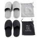 Portable Travel Foldable Slippers Open Toe Hotel Spa Slippers Cotton Non-Disposable Guests Slippers Business Trip Flight Slippers with Pouch Indoor House Shoes Anti-Skid Footwear Fit Men and Women 6 UK Black Grey