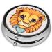 Cartoon Cute Little Lion Round Pill Box Organizer - 3 Compartment Portable Travel Case for Easy Medication Management - Buy Online on GoSupps.com