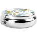 Blue Floral Pattern Mini Round Pill Box - 3 Compartment Portable Organizer for Travel Home & Office - Buy Online on GoSupps.com