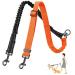 SlowTon Double Dog Leash Coupler No Tangle 360 Swivel Dual Leashes for Walking 2 Dogs Adjustable Length Reflective Splitter Leash for Training Small Dogs (Black&Orange) For Small Dogs B-black&orange