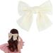 Asheyya Bow for Hair Clip Solid Color Soft Satin Silky Hairbows for Women Girls (White)